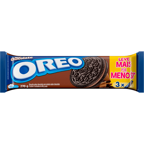 Biscoito recheado Oreo chocolate embalagem econômica multipack 270g