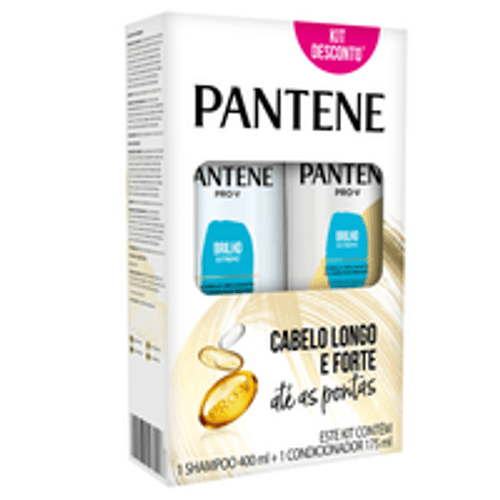 Kit Shampoo 400ml + Condicionador 175ml Pantene Pro-V Brilho Extremo