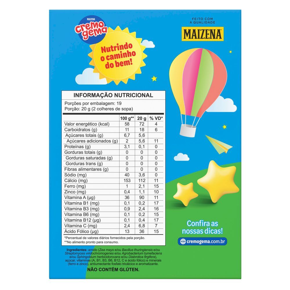 Mistura à Base de Amido de Milho para o Preparo de Mingau Tradicional Baunilha Maizena Cremogema Caixa 380g