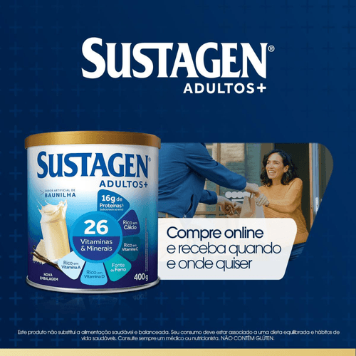 Complemento Alimentar Sustagen Adultos+ Sabor Baunilha - Lata 400g