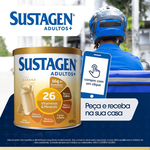 Complemento Alimentar Sustagen Adultos+ Sabor Banana - Lata 400g