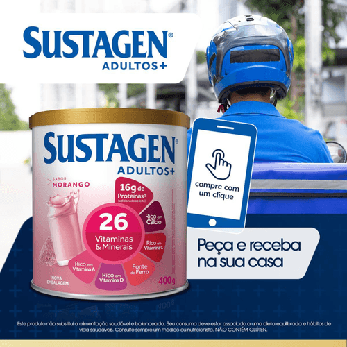 Complemento Alimentar Sustagen Adultos+ Sabor Morango - Lata 400g