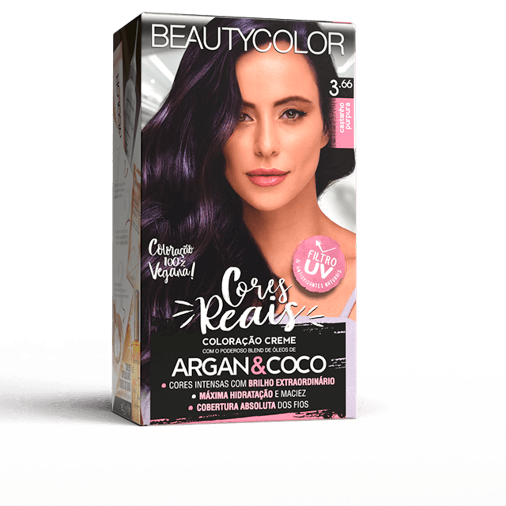 Tintura Permanente Beauty Color Creme 3.66 Castanho Purpura