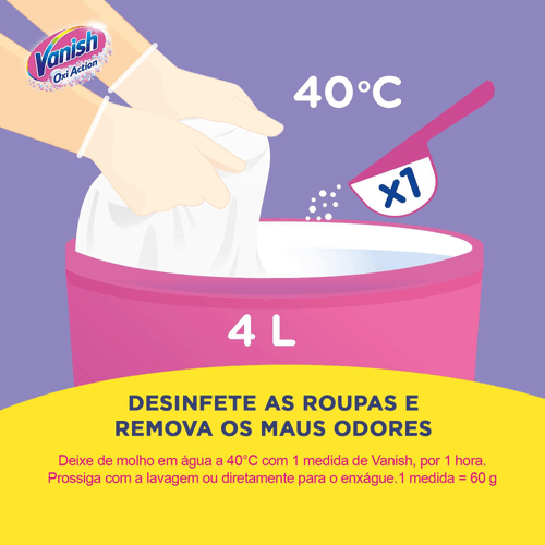 Tira Manchas Vanish em Pó Crystal White Oxi Action para roupas brancas 450g