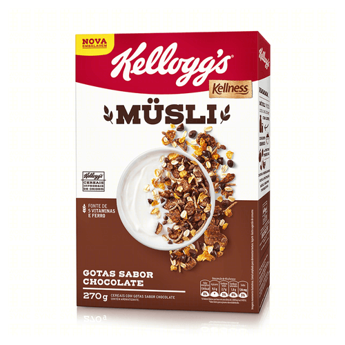 Musli de Cereais com Gotas de Chocolate Kellogg's Kellness Caixa 270g