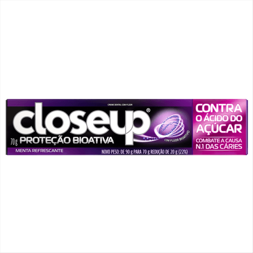 Creme Dental Menta Refrescante com Flúor Closeup Proteção Bioativa Contra o Ácido do Açúcar Caixa 70g