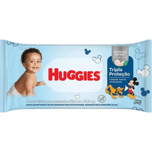 Lenço Umedecido Disney Baby Huggies Tripla Proteção Pacote 88 Unidades