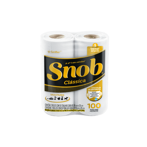 Papel Toalha Snob Folha Dupla Econômica com 100 folhas