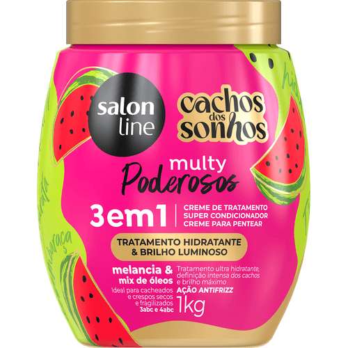 Creme de Tratamento Melancia 3 em 1 Cachos dos Sonhos Multy Poderosos 1kg