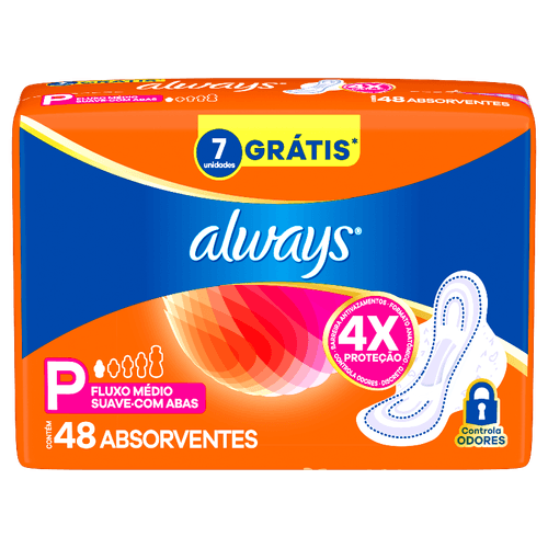 ABSORVENTE COM ABAS ALWAYS SUPER PROT LV+PG- 48UN SUAVE P