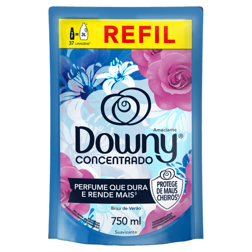 AMACIANTE ROUPA CONCENTRADO DOWNY 750ML - SACHE BRISA DE VERÃO