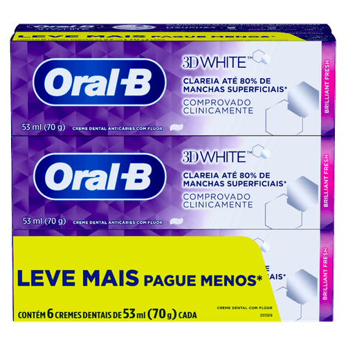 CREME DENTAL ORAL-B 3D WHITE 70G LV+PG- BRILLIANT FRESH