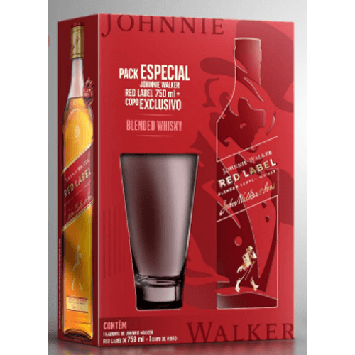 Pack Especial Johnnie Walk Red Label 750ml + Copo