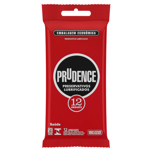 Preservativo Masculino Lubrificado Prudence Pacote 12 Unidades Embalagem Econômica