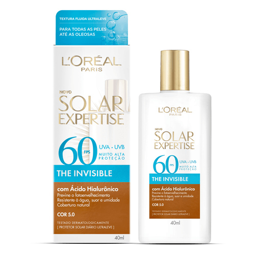 PROTETOR SOLAR FACIAL LOREAL EXPERTISE FPS60 THE INVISIBLE 40ML COR 5.0