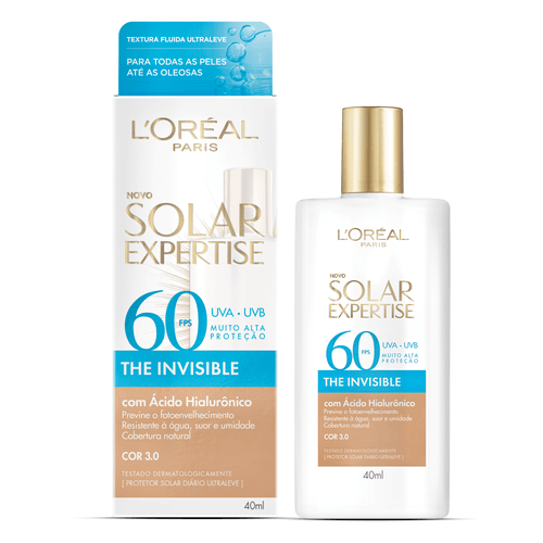 PROTETOR SOLAR FACIAL LOREAL EXPERTISE FPS60 THE INVISIBLE 40ML COR 3.0