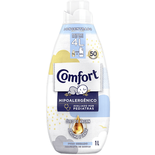Amaciante de Roupa Concentrado com Óleo de Argan Puro Cuidado Comfort Frasco 1l