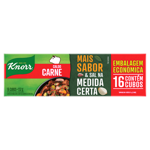 Preparado para Caldo Tablete Carne Knorr Mais Sabor Caixa 152g 16 Unidades Embalagem Econômica