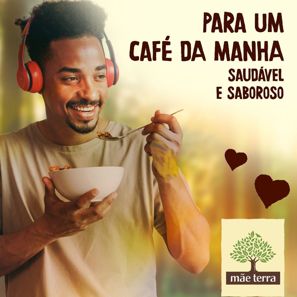 Granola Mistura de Flocos de Cereais Integrais, Sementes Chia, Linhaça e Gergelim, Frutas, Mel Vegano Melado de Cana Mãe Terra Pacote 800g