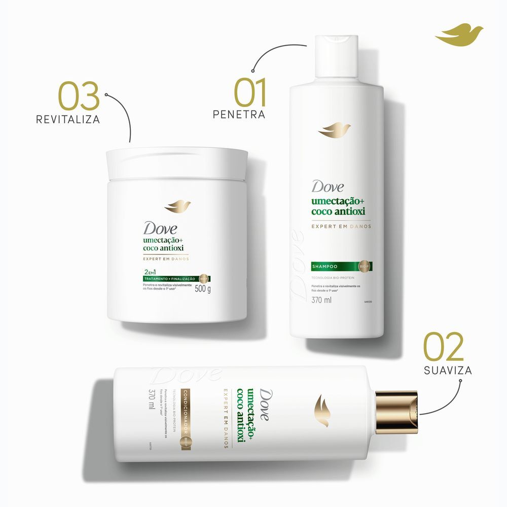 Máscara Condicionante Nutrição Intensa com Óleo de Coco e Cúrcuma Dove Ritual de Reparação 1 Minuto Pote 500g