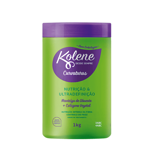 Creme de Tratamento Liberado Nutrição & Ultradefinição Manteiga de Abacate + Colágeno Vegetal Kolene Curvaturas Pote 1kg