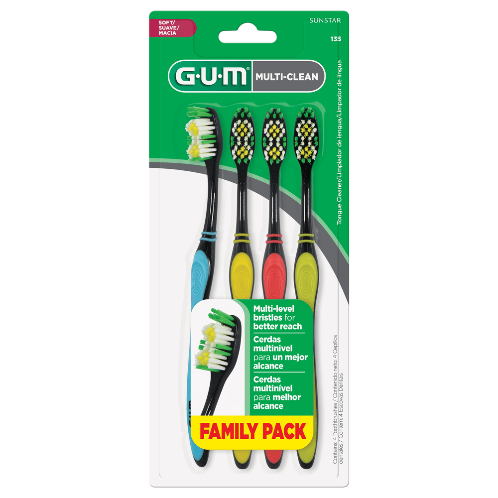 Escova Dental Gum Multi Clean Soft Suave e Macia 4 Unidades