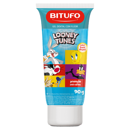Gel Dental Infantil Anticárie com Flúor Tutti Frutti Looney Tunes Bitufo 90g