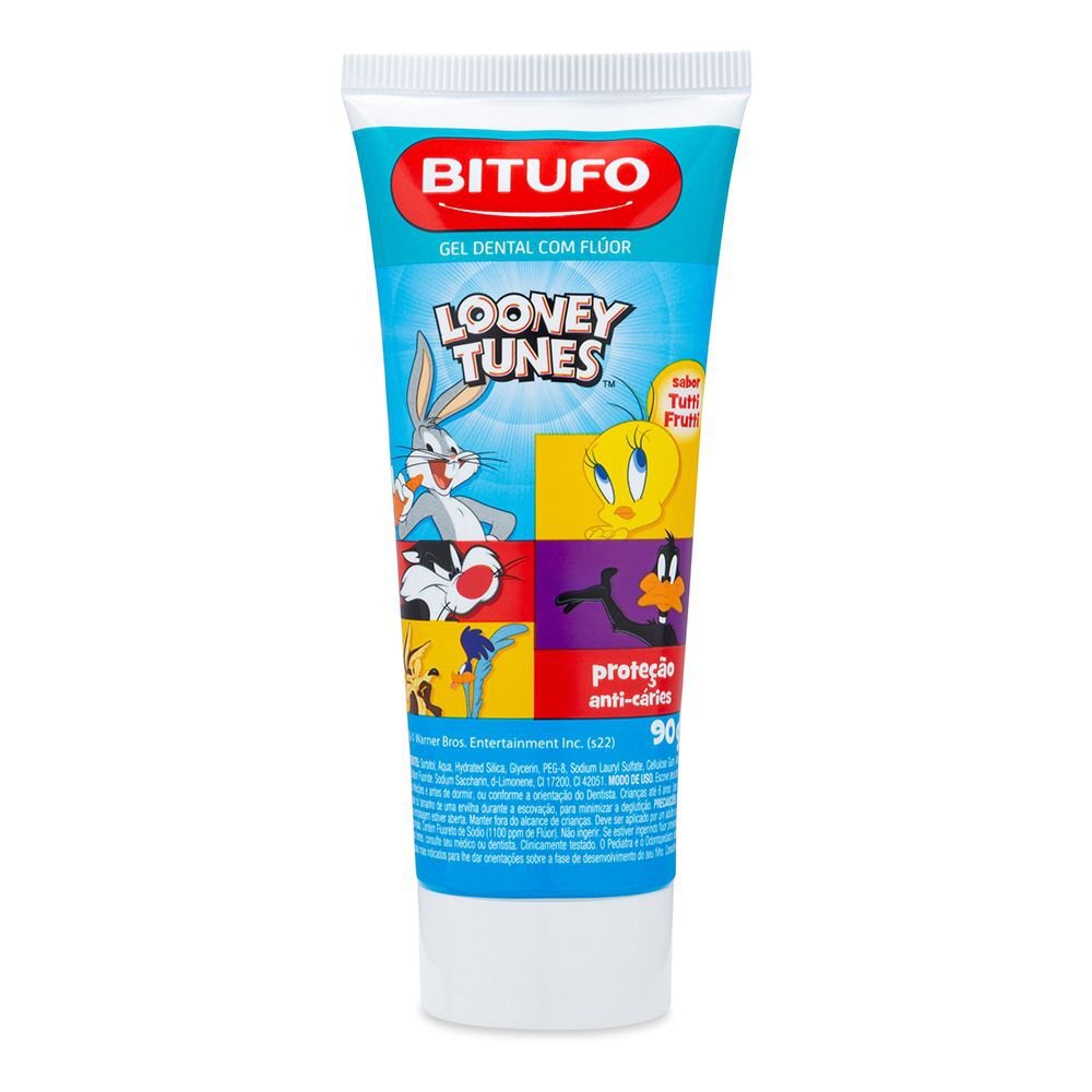 Gel Dental Infantil Anticárie com Flúor Tutti Frutti Looney Tunes Bitufo 90g
