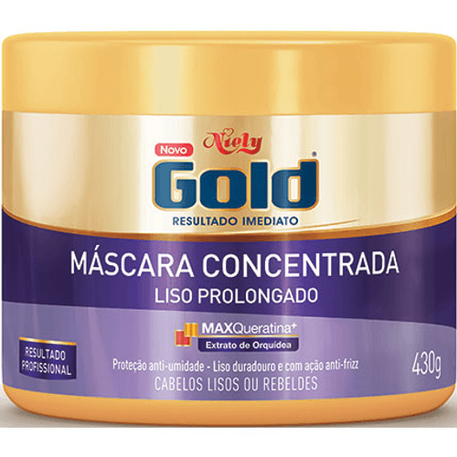 Máscara Concentrada Niely Gold Liso Prolongado, 430G