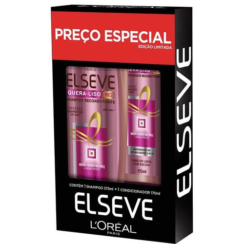 Kit Shampoo 375ml + Condicionador 170ml L'oréal Paris Elseve Quera-Liso
