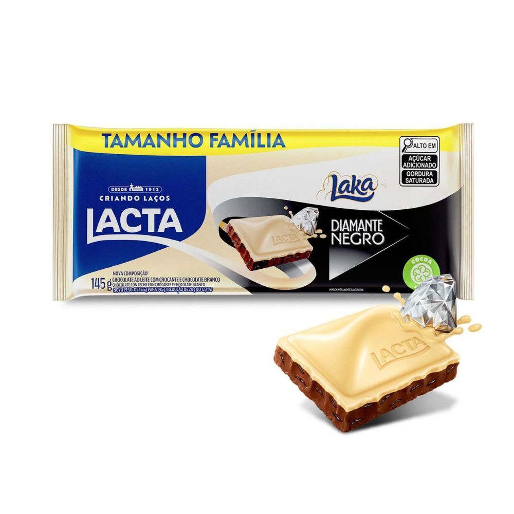 CHOCOLATE LACTA  DIAMANTE NEGRO LAKA 145 GRAMAS -TABUA