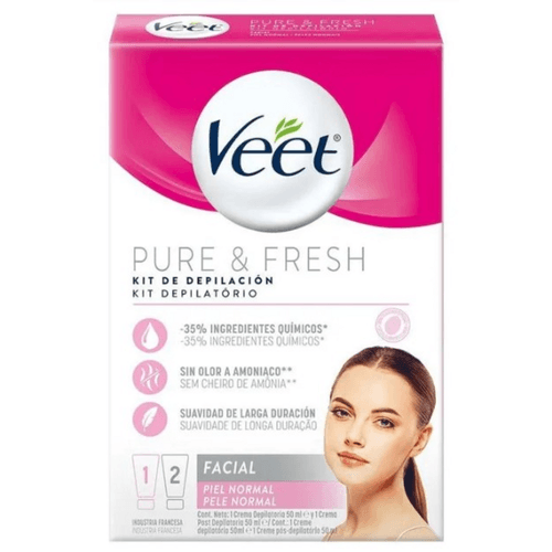 Creme Depilatório Veet Kit Depilação Facial - 2x 50ml