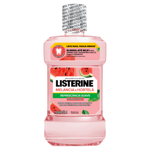 Enxaguante Bucal Antisséptico Zero Álcool Melancia & Hortelã Listerine Frasco 500ml Leve Mais Pague Menos