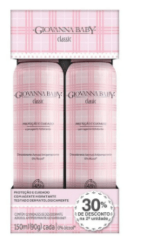 Kit Desodorante Aerossol Giovanna Baby Rosa - 150ml Caixeta com 2 unidades