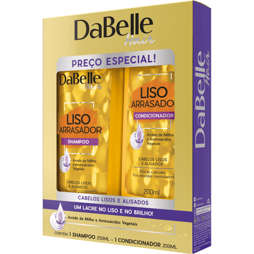 Kit Dabelle Shampoo 250ml + Condicionador 200ml Liso Arrasador