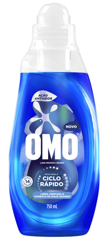 Lava Roupas Líquido Ciclo Rápido OMO Ação Antiodor 750 ml