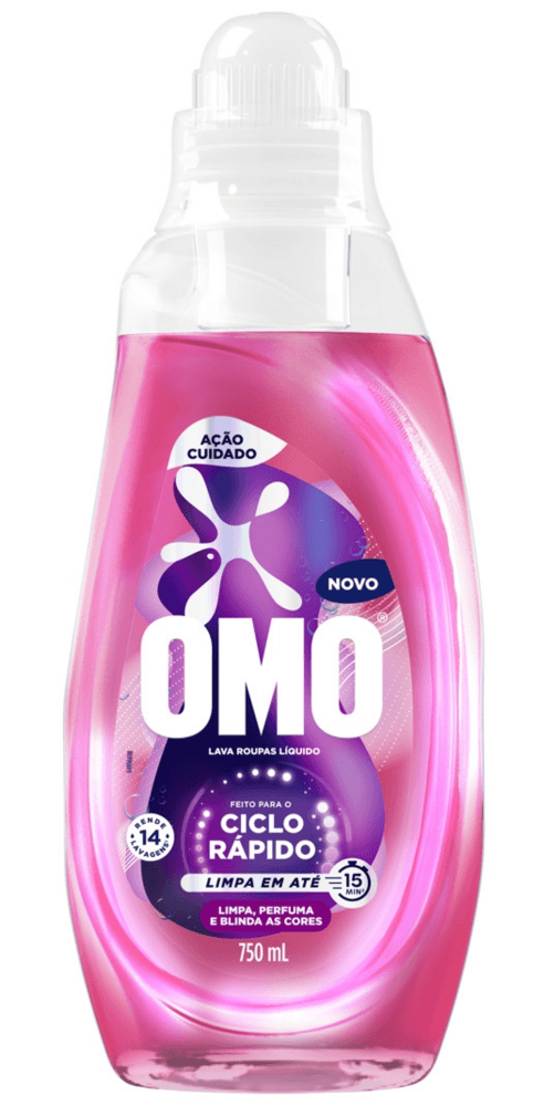Lava Roupas Líquido Ciclo Rápido OMO Ação Cuidado 750 ml