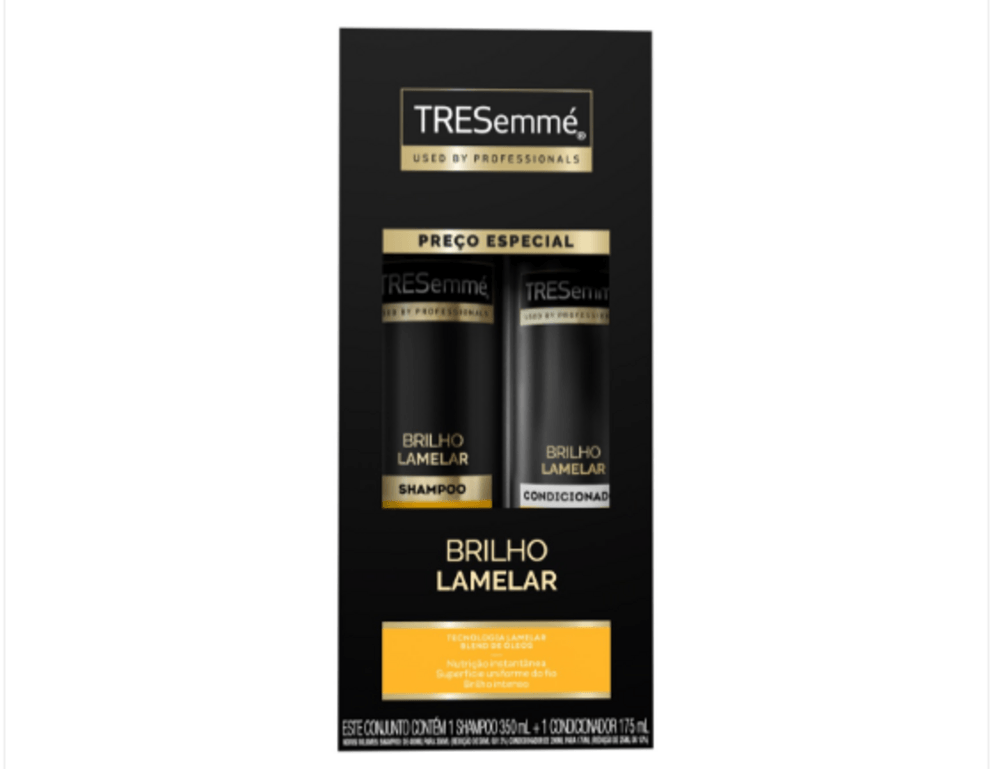 Kit Shampoo 350ml + Condicionador 175ml Tresemmé Brilho Lamelar Preço Especial
