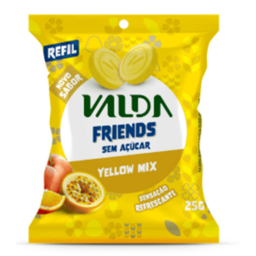 Pastilhas Sem Açúcar Sabor Frutas Amarelas Valda Friends Pote 25g