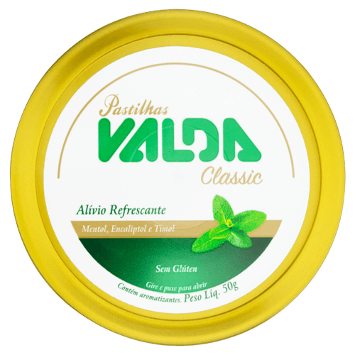 Pastilhas Mentol, Eucaliptol e Timol Valda Classic Lata 50g