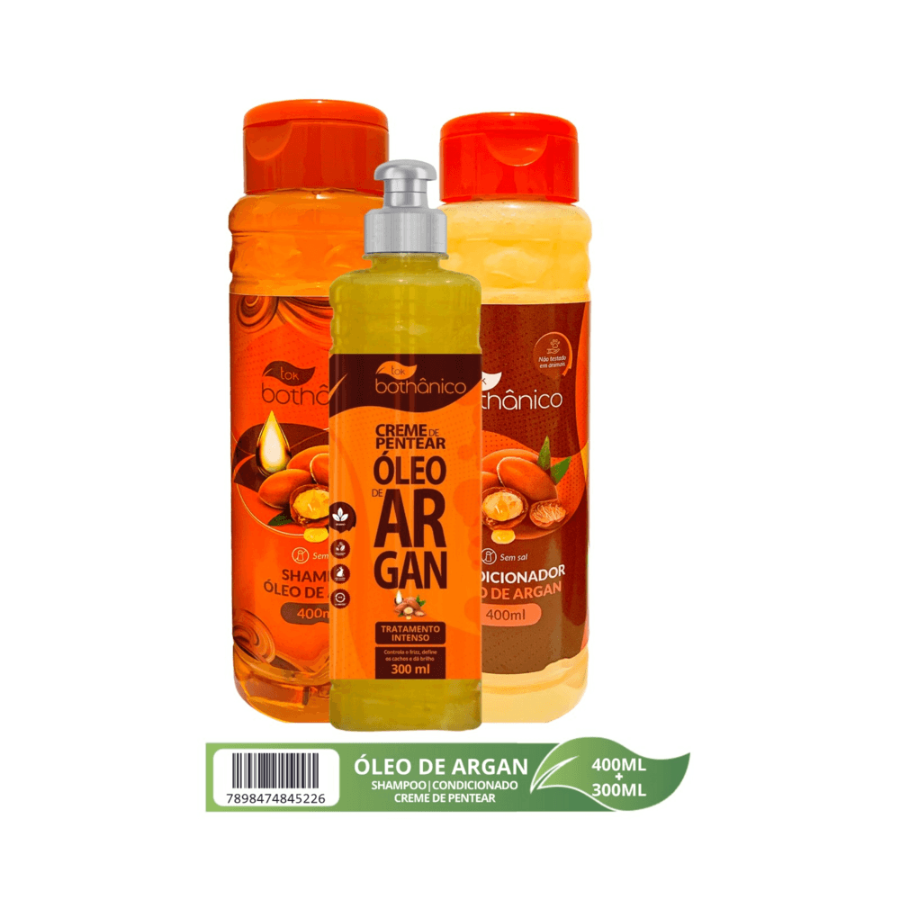 KIT TOK BOTHANICO SHAMPOO +CONDICIONADOR 400ML+CREME PENTEAR 300MLOLEO DE ARGAN