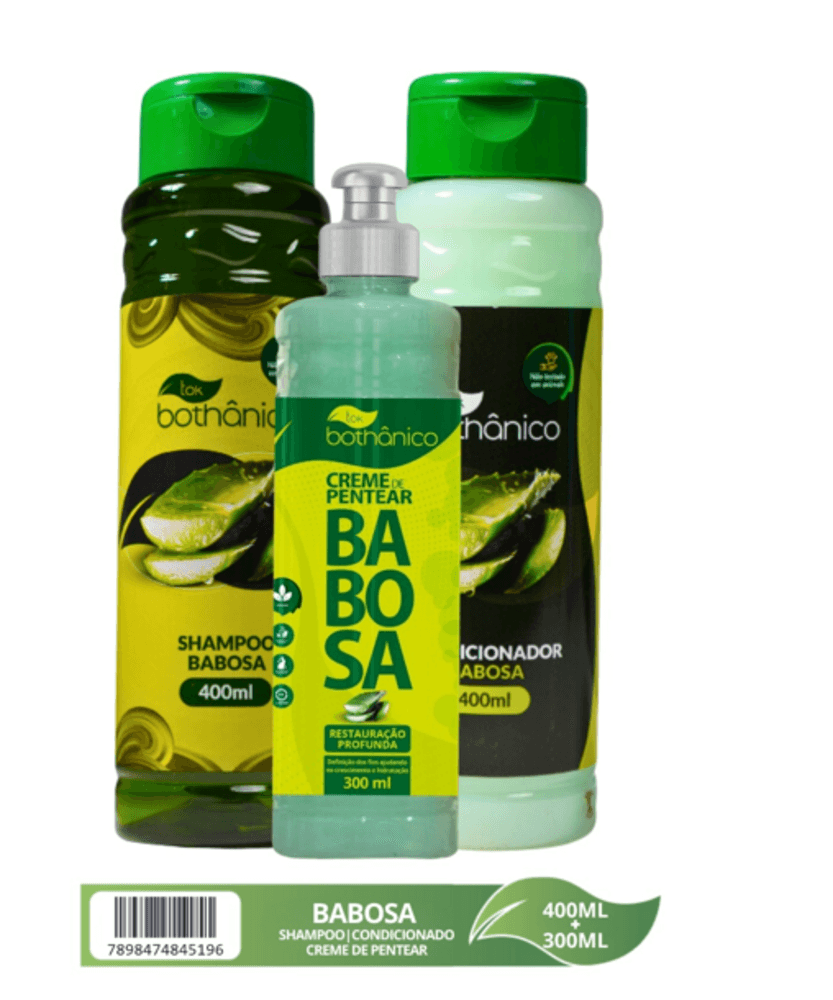 KIT TOK BOTHANICO SHAMPOO +CONDICIONADOR 400ML+CREME PENTEAR 300ML BABOSA