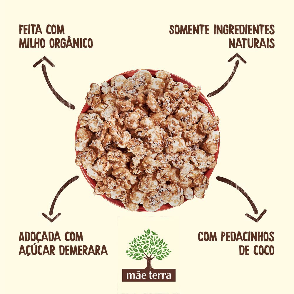 Pipoca Doce Pronta Orgânica Mãe Terra Nupoca Mascavo com Coco 40g