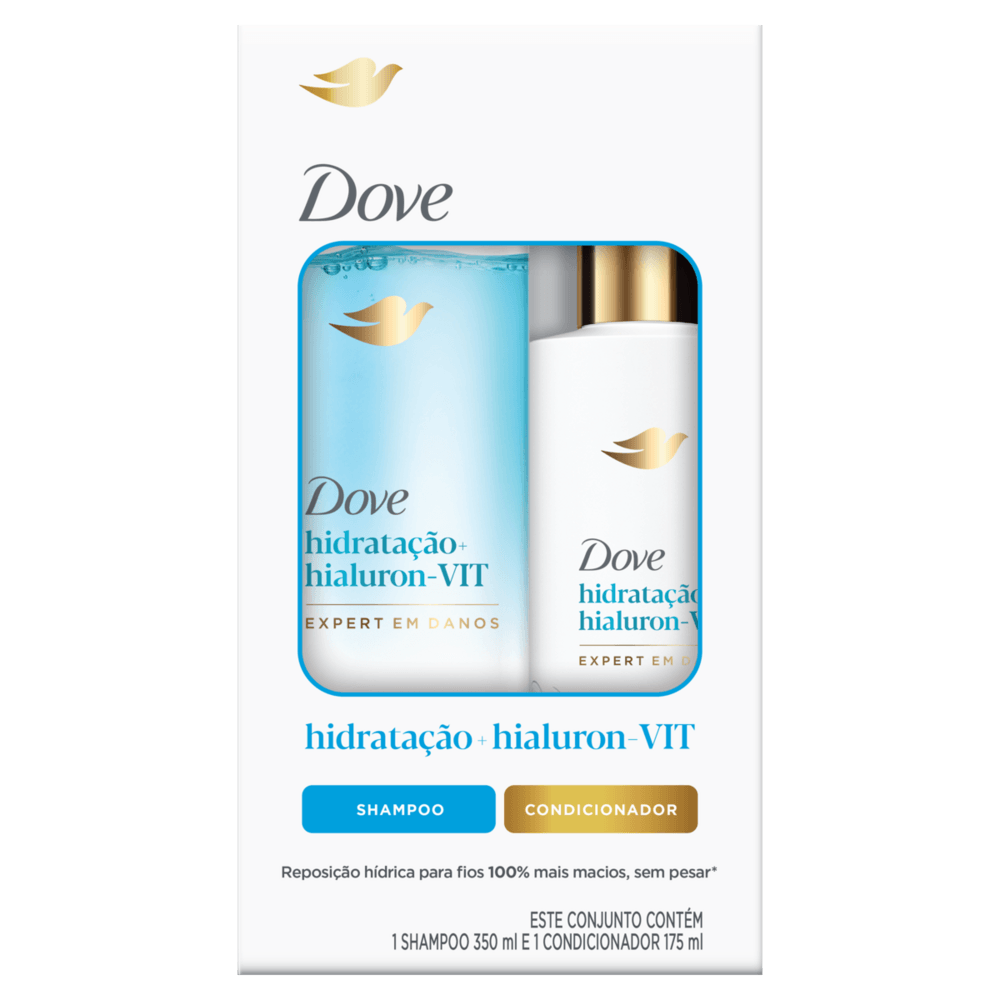Kit Shampoo 350ml + Condicionador 175ml Dove Hidratação + Hialuron-VIT