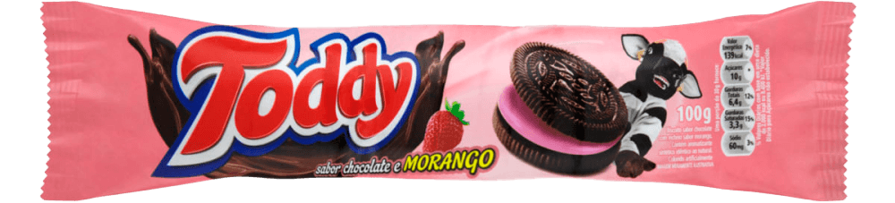 Biscoito Chocolate com Recheio de Morango Toddy Pacote 100g
