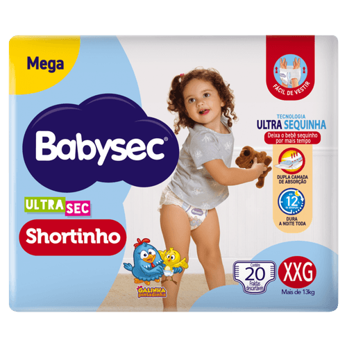 Fralda Descartável Shortinho Babysec Ultrasec XXG Megapacote 20 Unidades