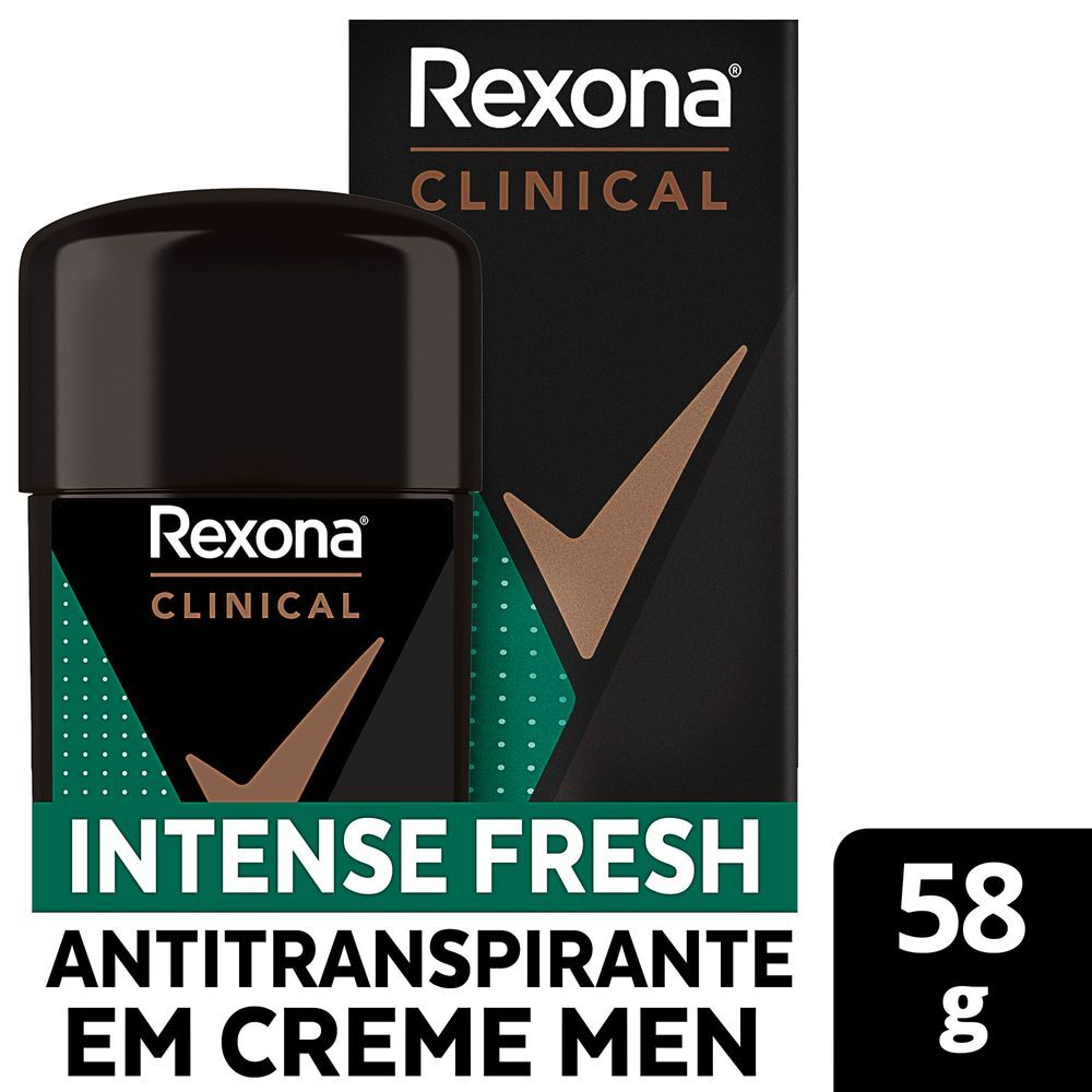 DESODORANTE CREME REXONA CLINICAL MEN 58G INTENSE FRESH 3X MAIS PROTECAO+CONTROLE DE ODOR