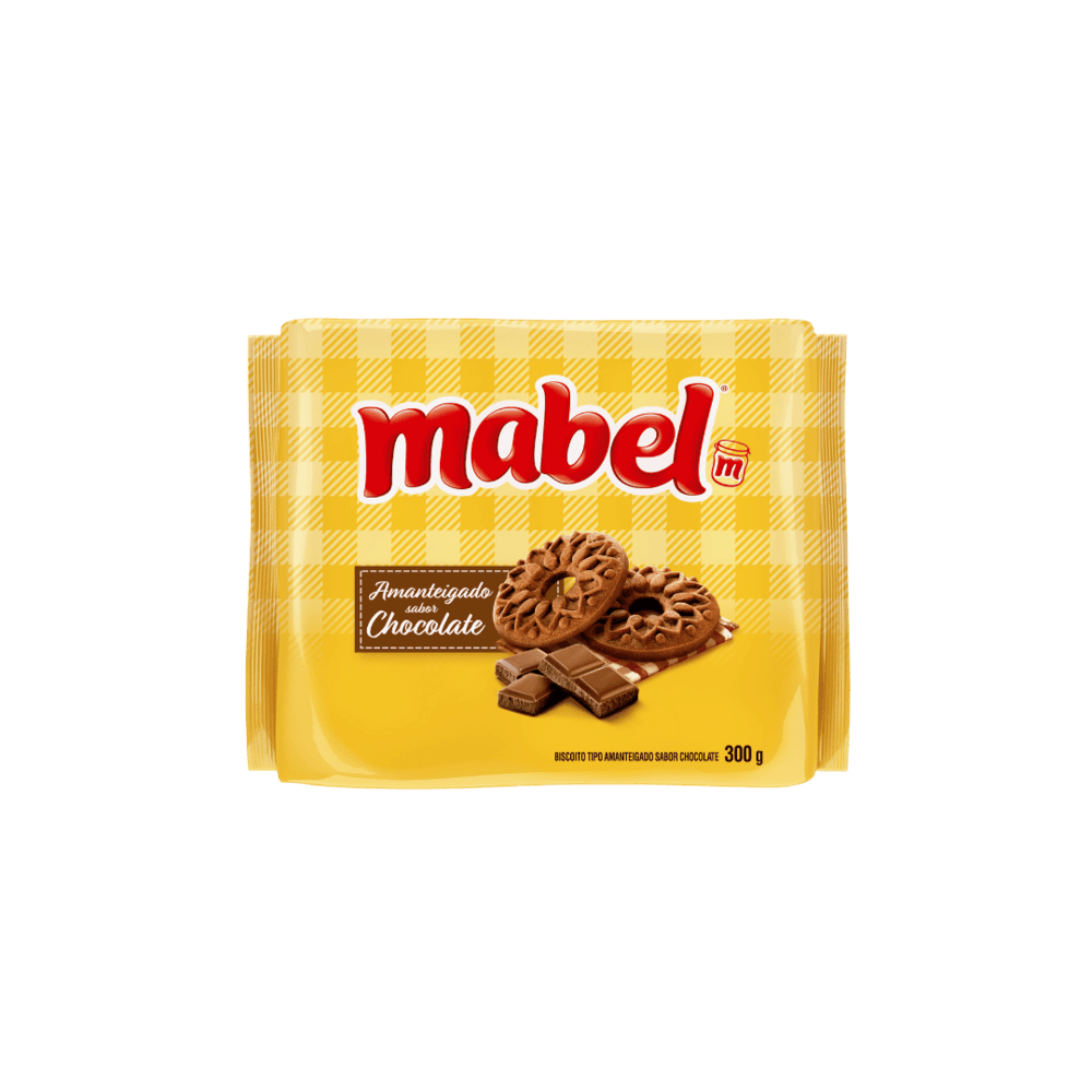 BISCOITO AMANTEIGADO MABEL 300G-PACOTE CHOCOLATE