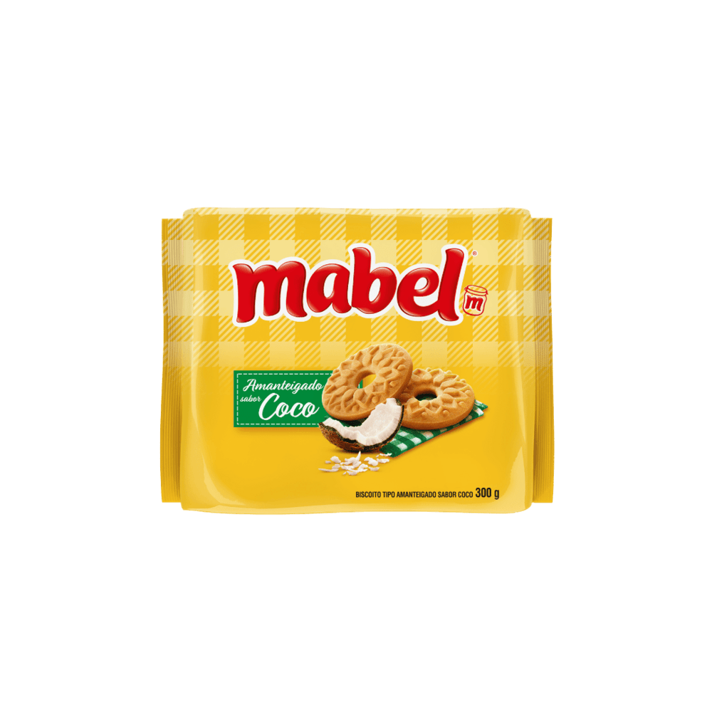 BISCOITO AMANTEIGADO MABEL 300G-PACOTE COCO