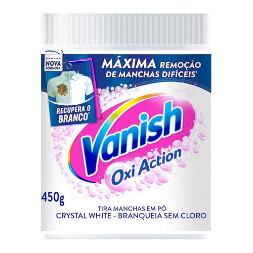 Tira Manchas Vanish em Pó Crystal White Oxi Action para roupas brancas 450g